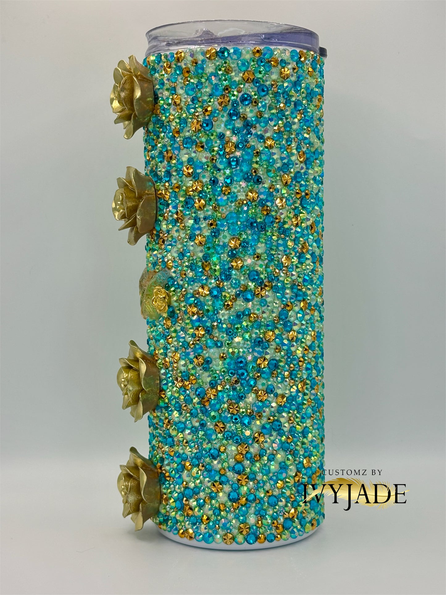 Peacock 20oz Rhinestone Tumbler