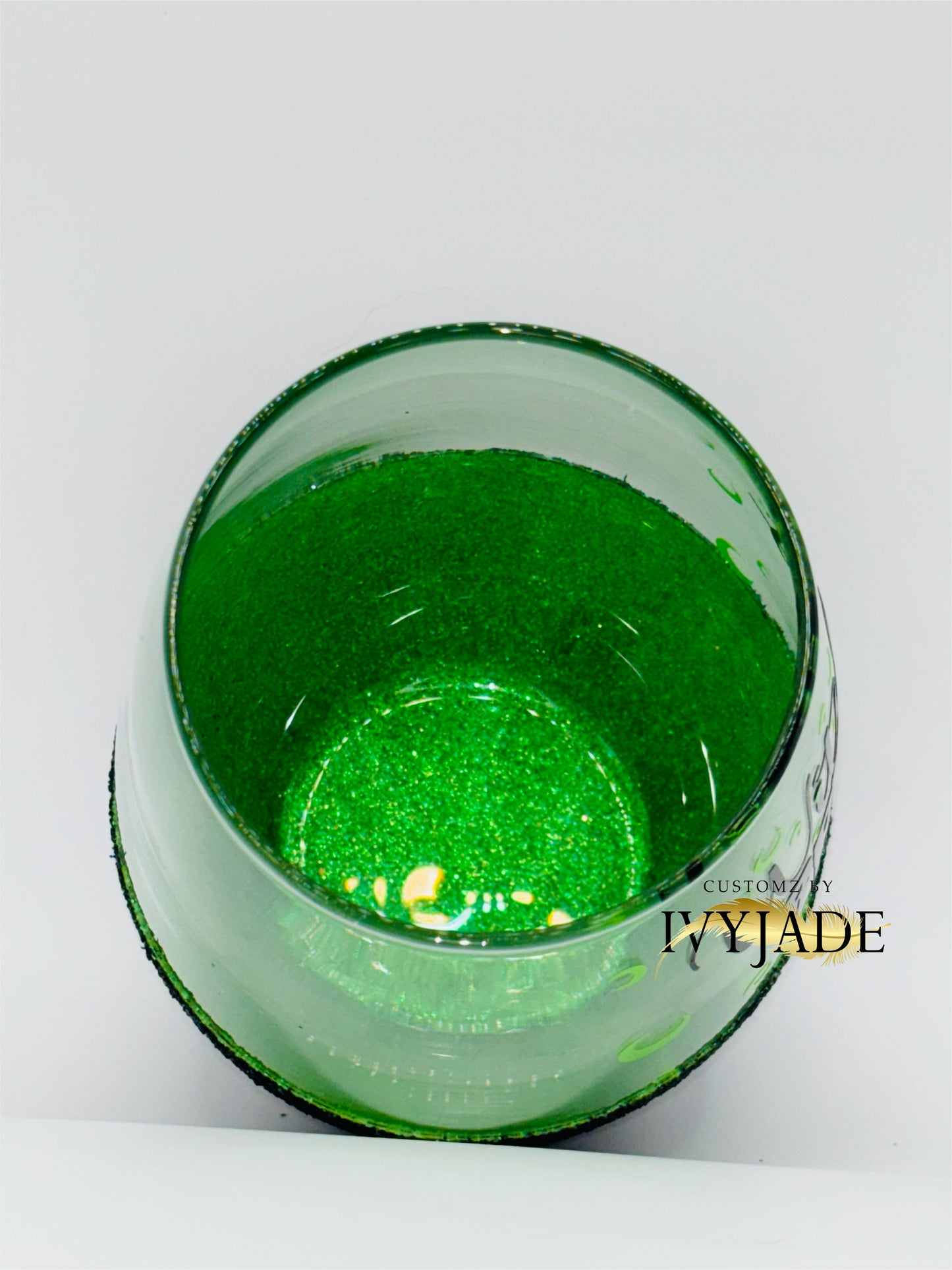 Two Toned Glittered Halloween Stemless Wine Glass