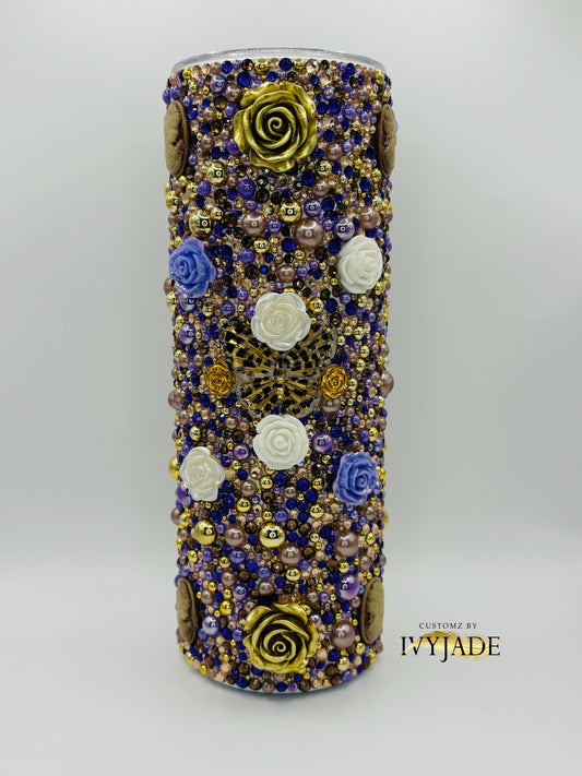 Purple and Gold 20oz Rhinestone Tumbler