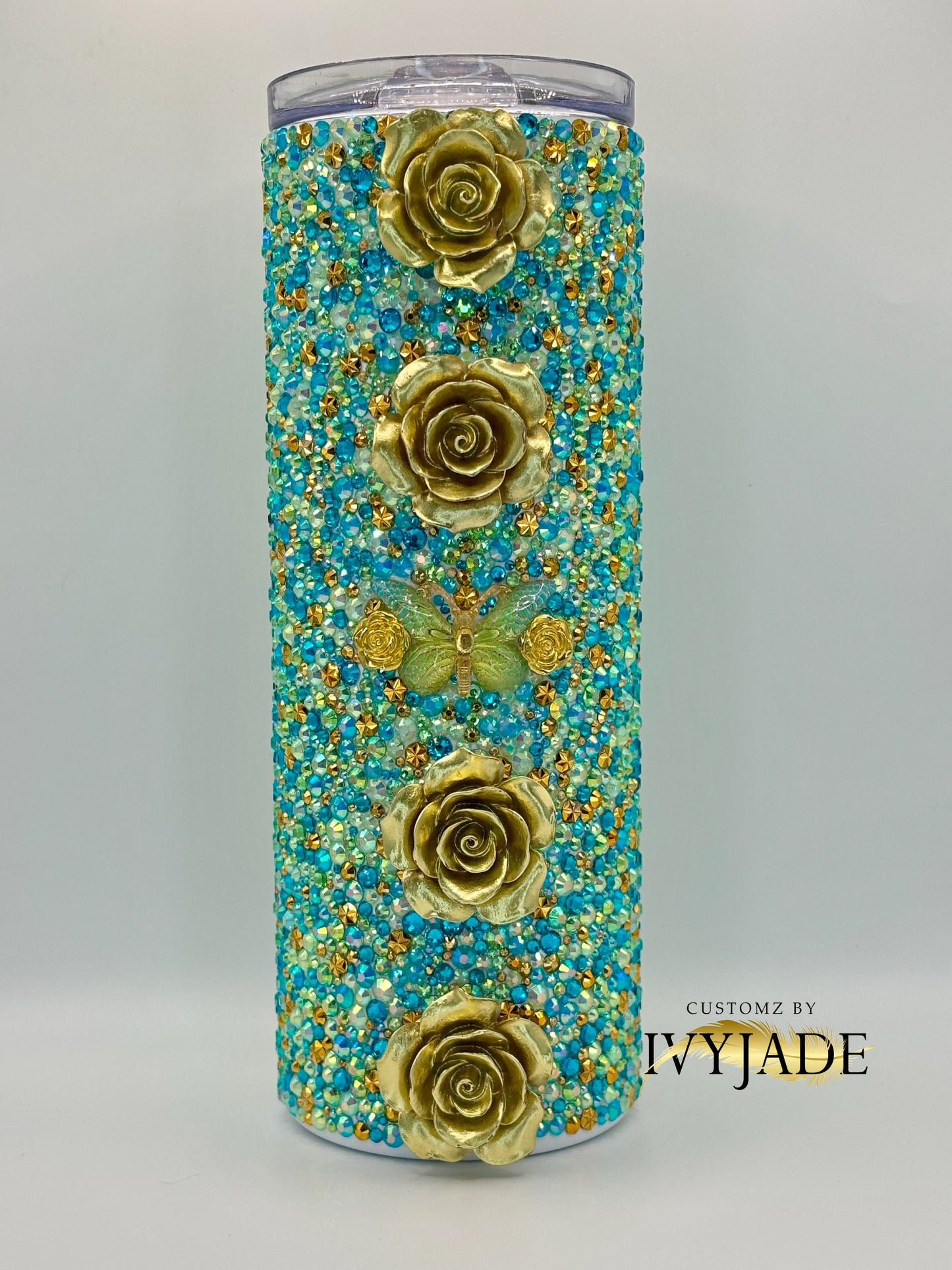 Peacock 20oz Rhinestone Tumbler
