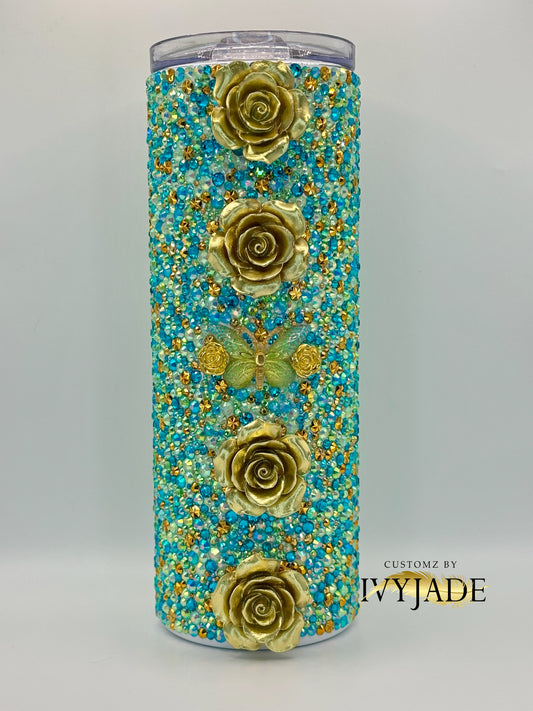 Peacock 20oz Rhinestone Tumbler