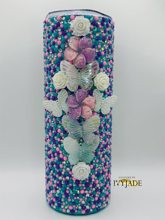 Butterfly Garden 20oz Rhinestone Tumbler