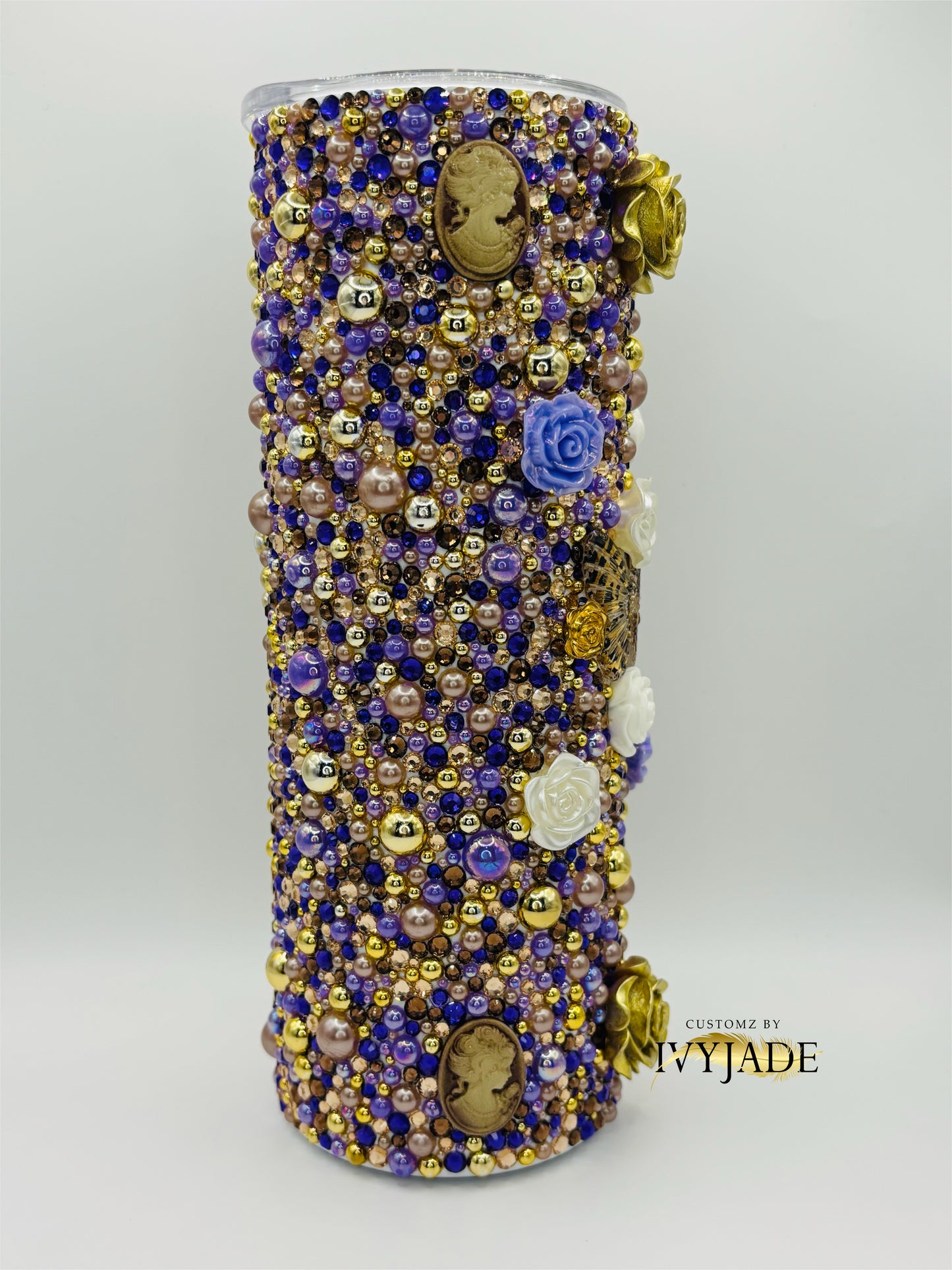 Purple and Gold 20oz Rhinestone Tumbler