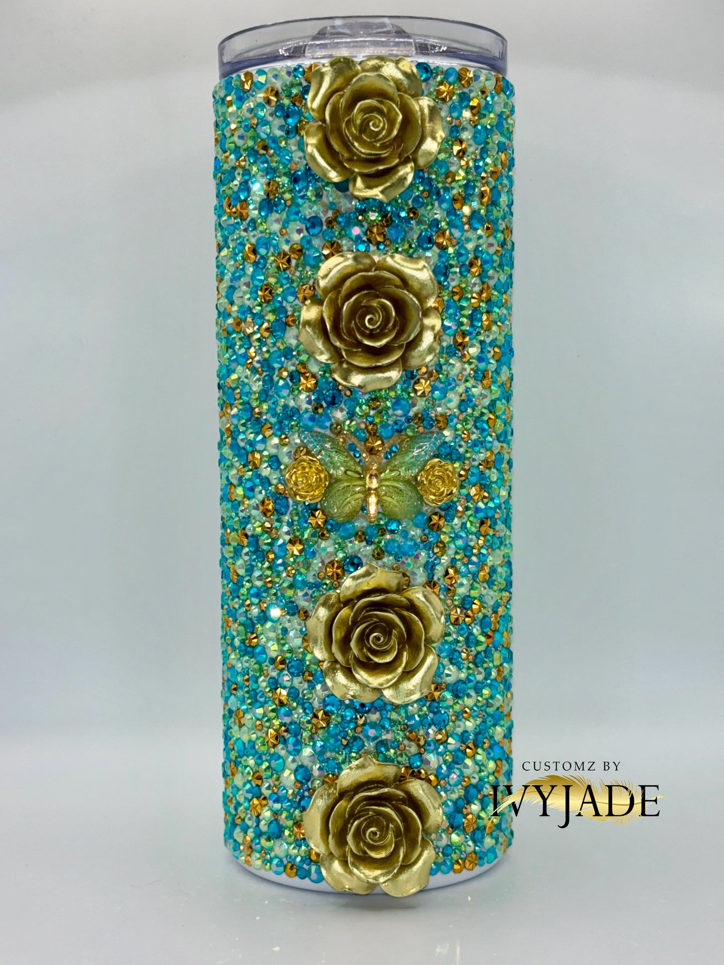 Peacock 20oz Rhinestone Tumbler