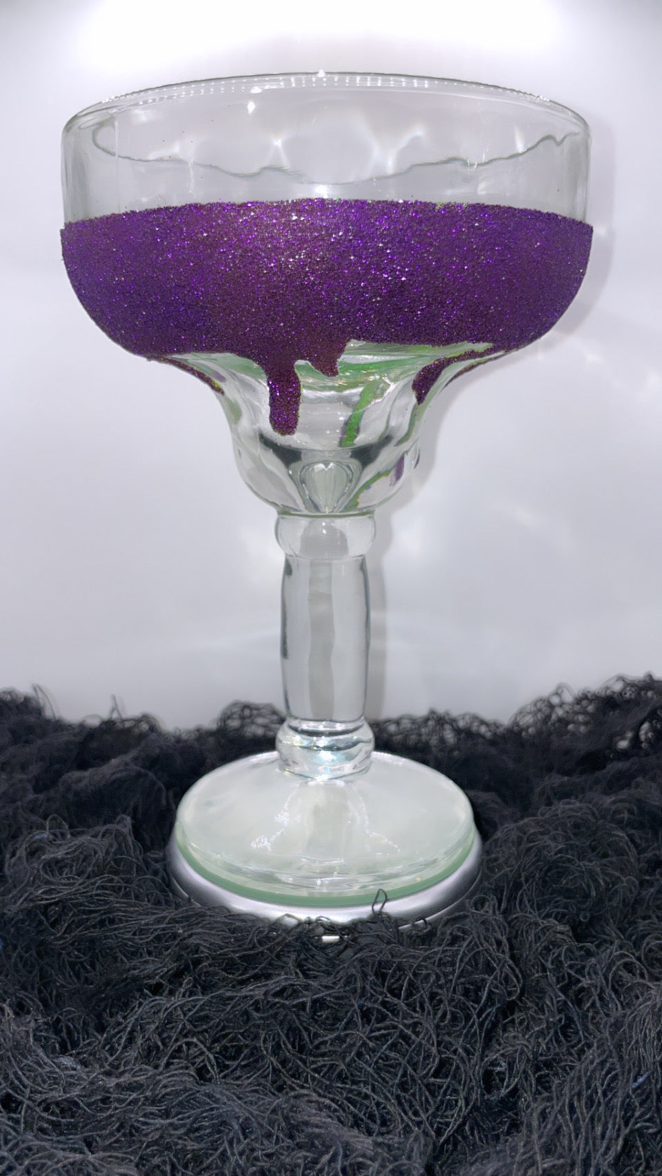 Purple and Green Glittered Margarita Glass Set