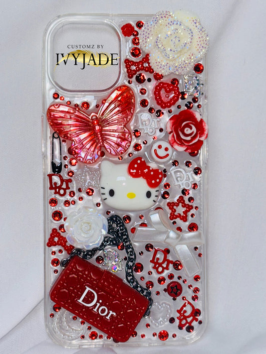 IPhone 13 Red and white charm Case