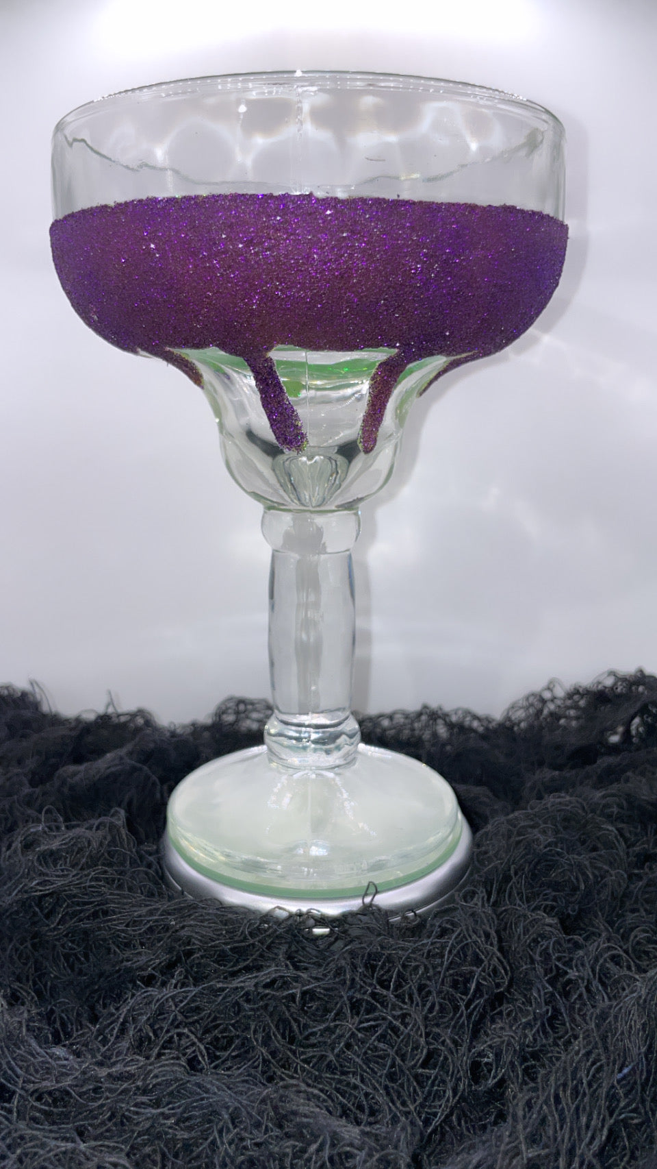 Purple and Green Glittered Margarita Glass Set