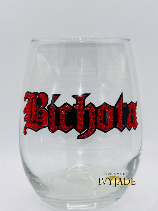 Bitchota Rhinestone Stemless Wineglass