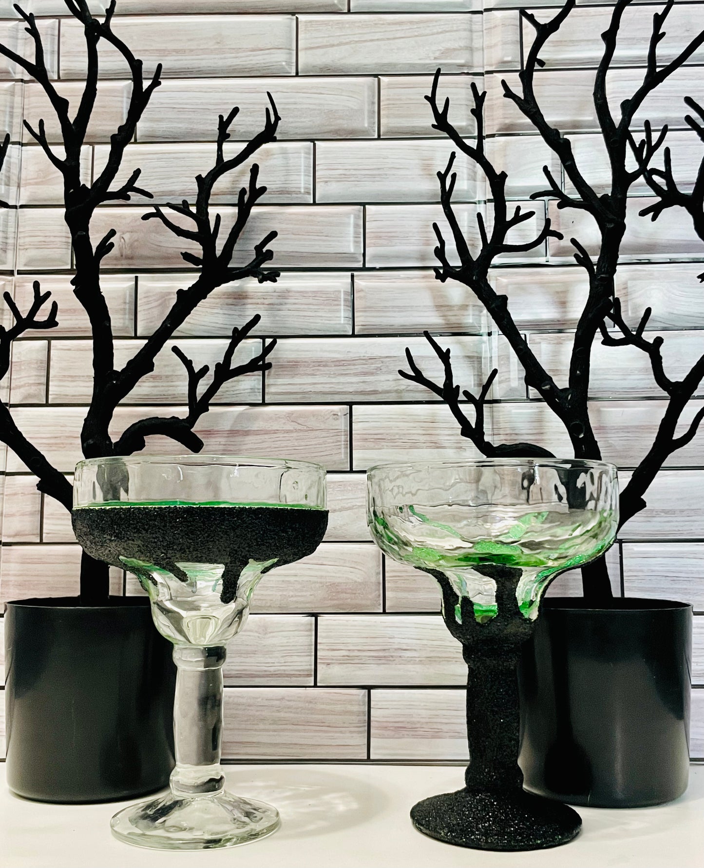 Black and green Margarita Glass Set