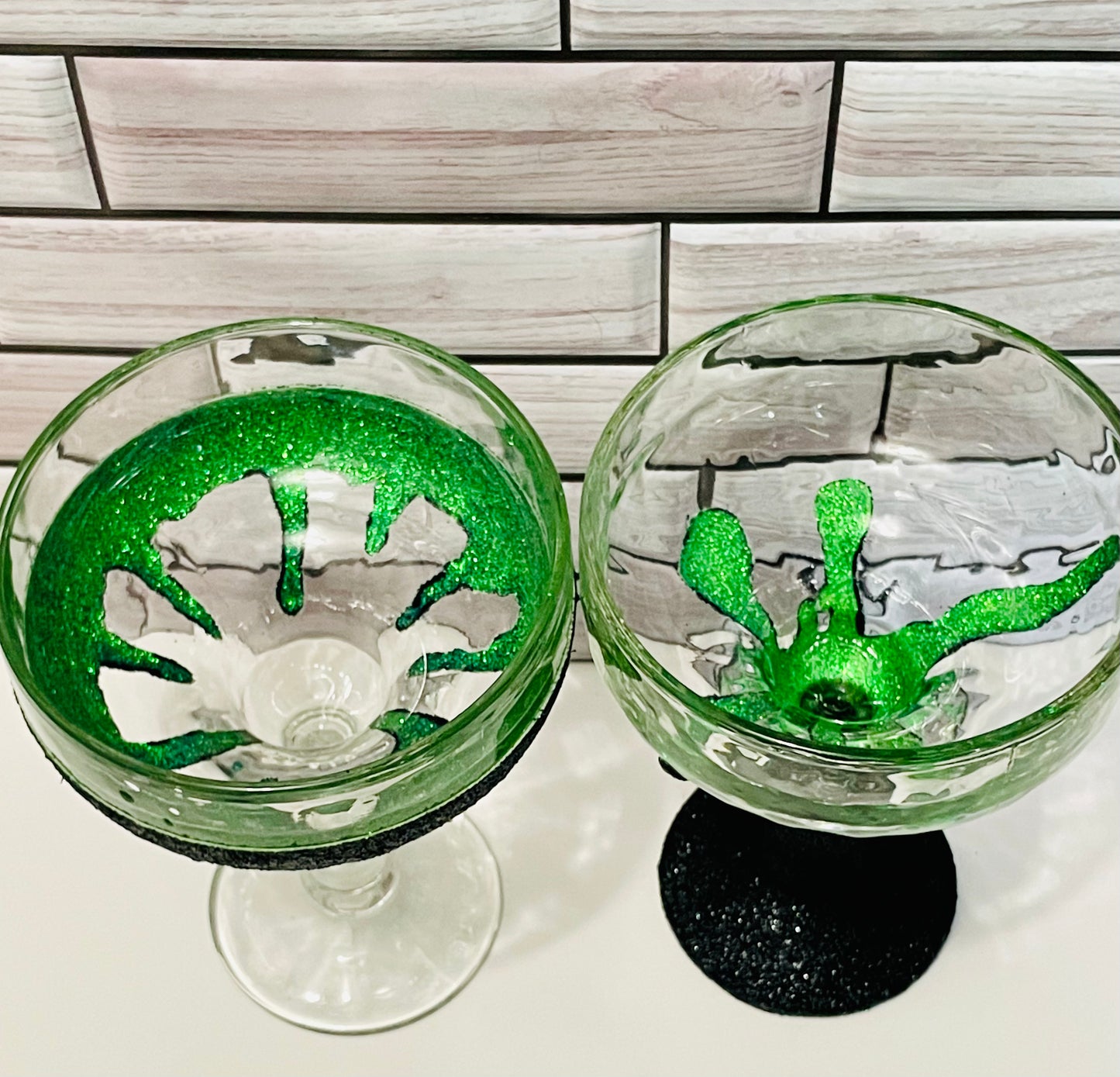 Black and green Margarita Glass Set
