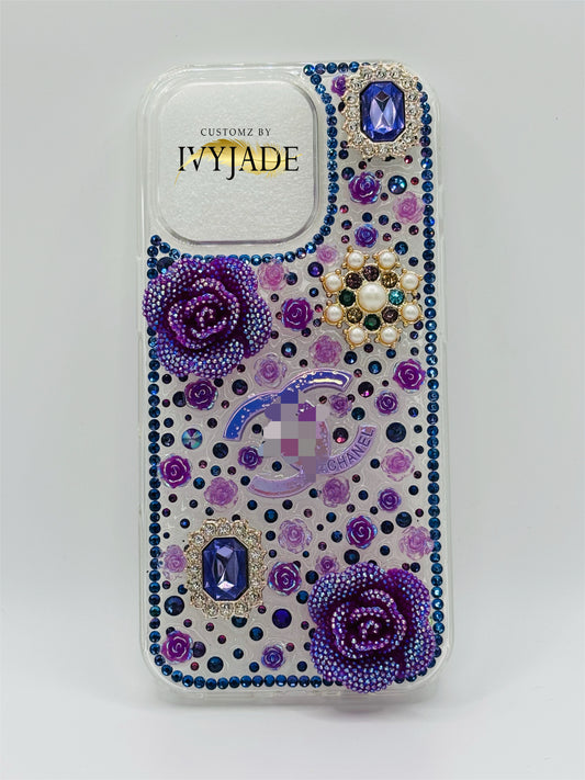 Purple Jeweled CC Iphone 16pro Case